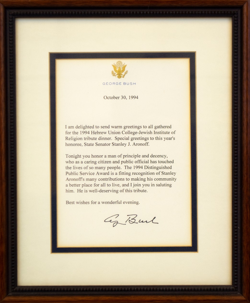 George Bush greeting State Senator J. Aronoff