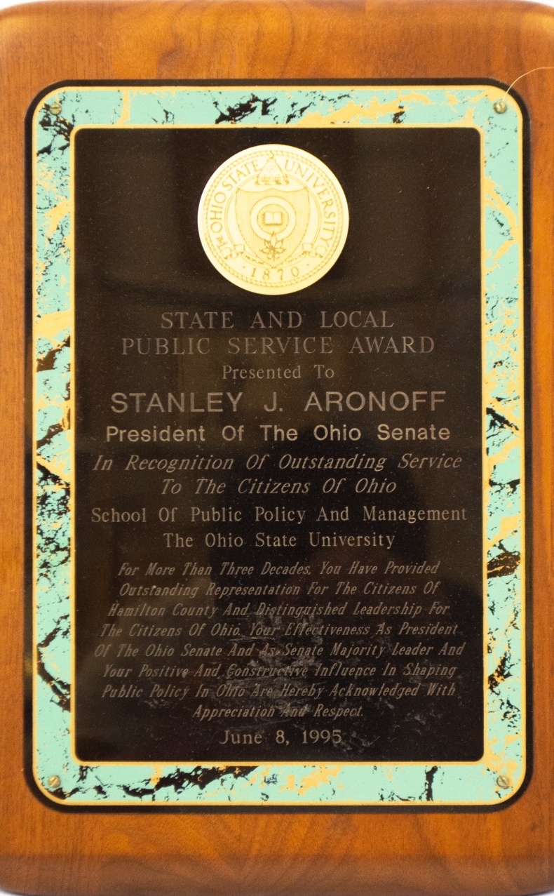State and Local Public Service Award presented to Stanley J. Aronoff
