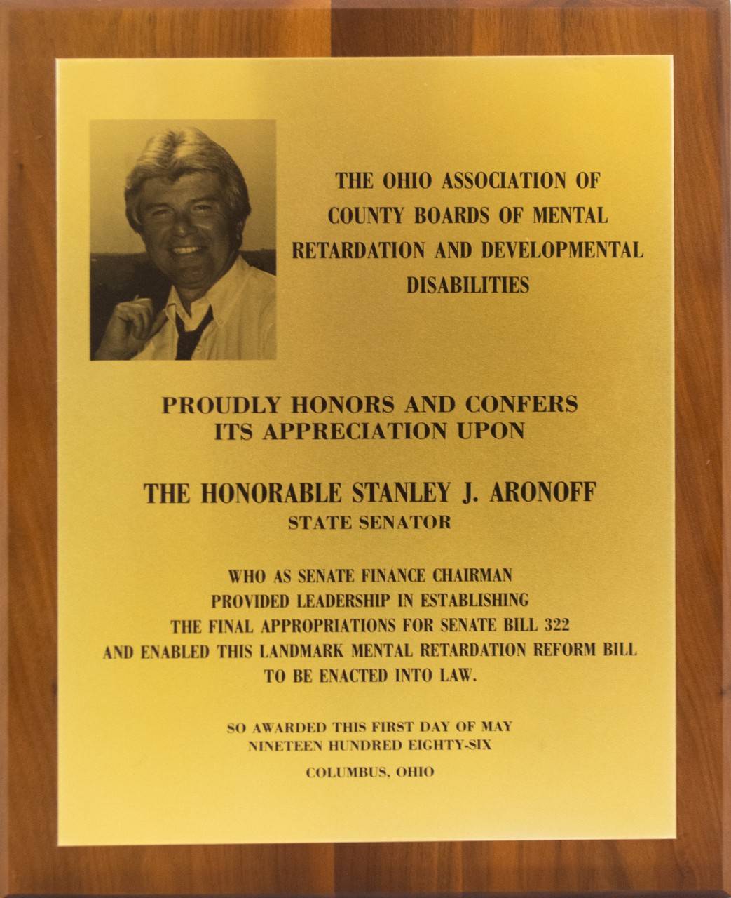 The Ohio Association of County Boards of Special Needs and Disabilities, Honors Stanley J. Aronoff