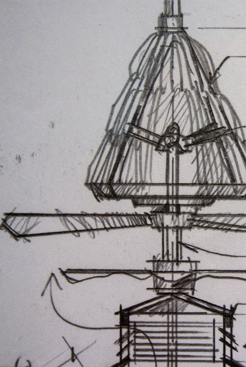 Dan Bube, Meandering River Garden Resort, pencil on paper, 1 detail