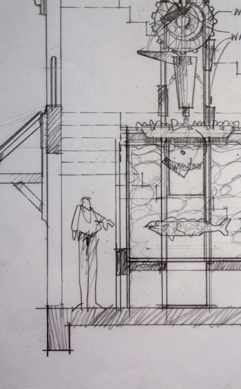 Dan Bube, Meandering River Garden Resort, pencil on paper, 2 detail