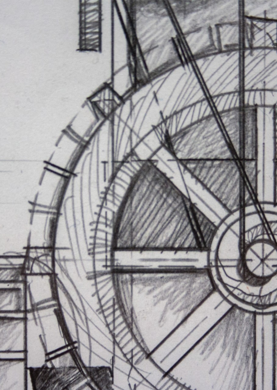 Dan Bube, Meandering River Garden Resort, pencil on paper, 4 detail