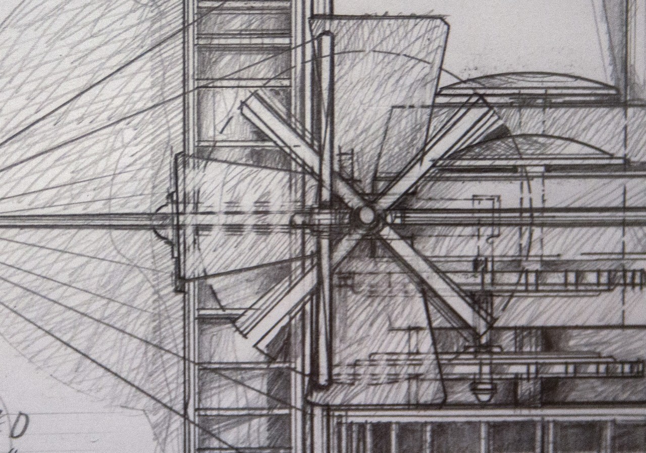 Dan Bube, Meandering River Garden Resort, pencil on paper, 5 detail