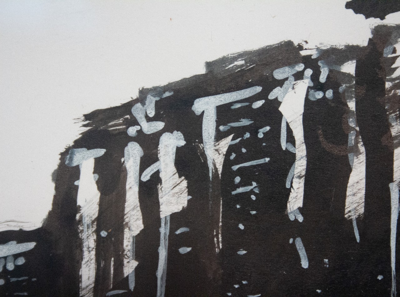 Jacob McGowen, Study for Machina, acrylic on paper, detail