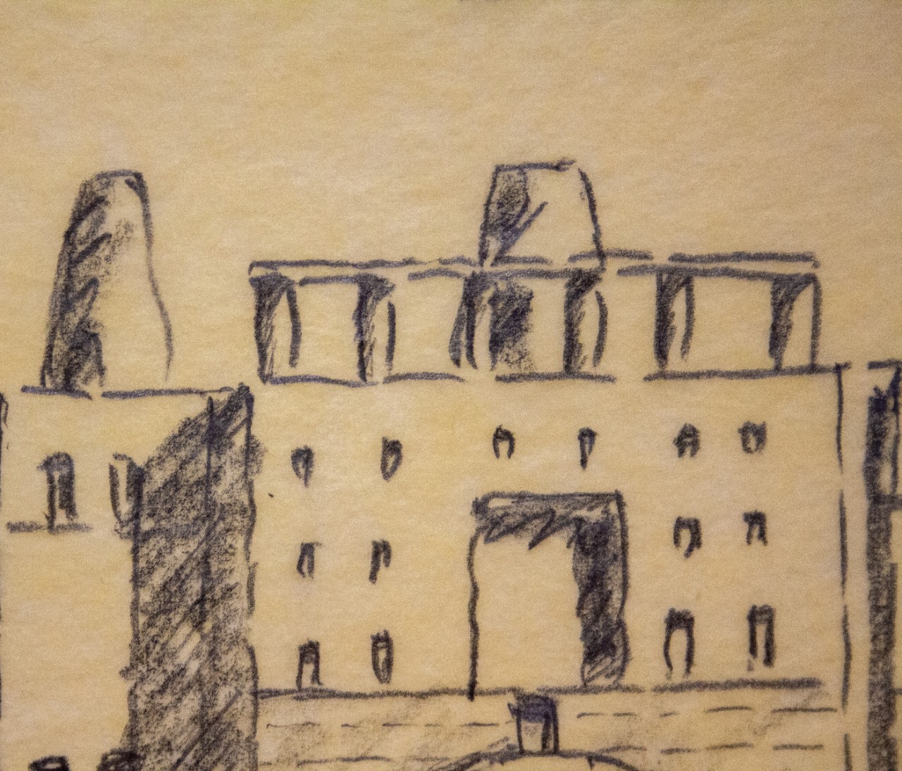 Michael Graves, The Engineering Research Center, University of Cincinnati, pencil on tracing paper, detail