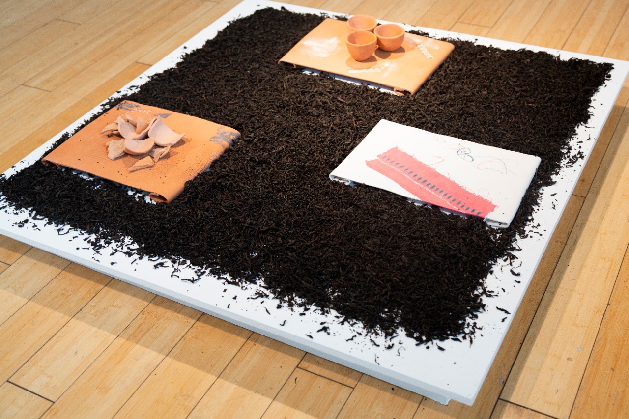 Southern Ice porcelain paper clay, slip, fabric, thread, stain and glaze