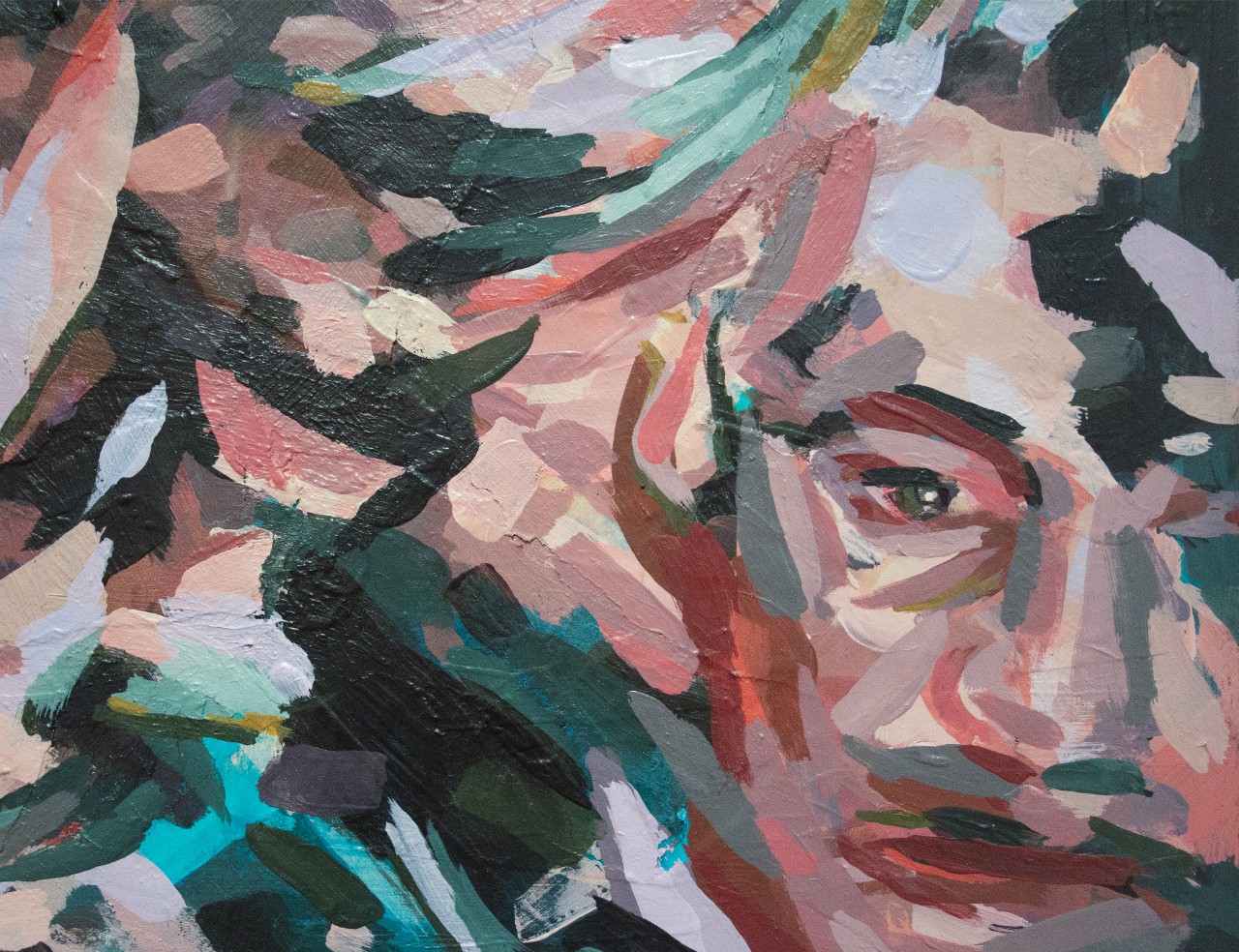 Nicole Trimble, Fire Walk with Me, acrylic and paper on panel, detail