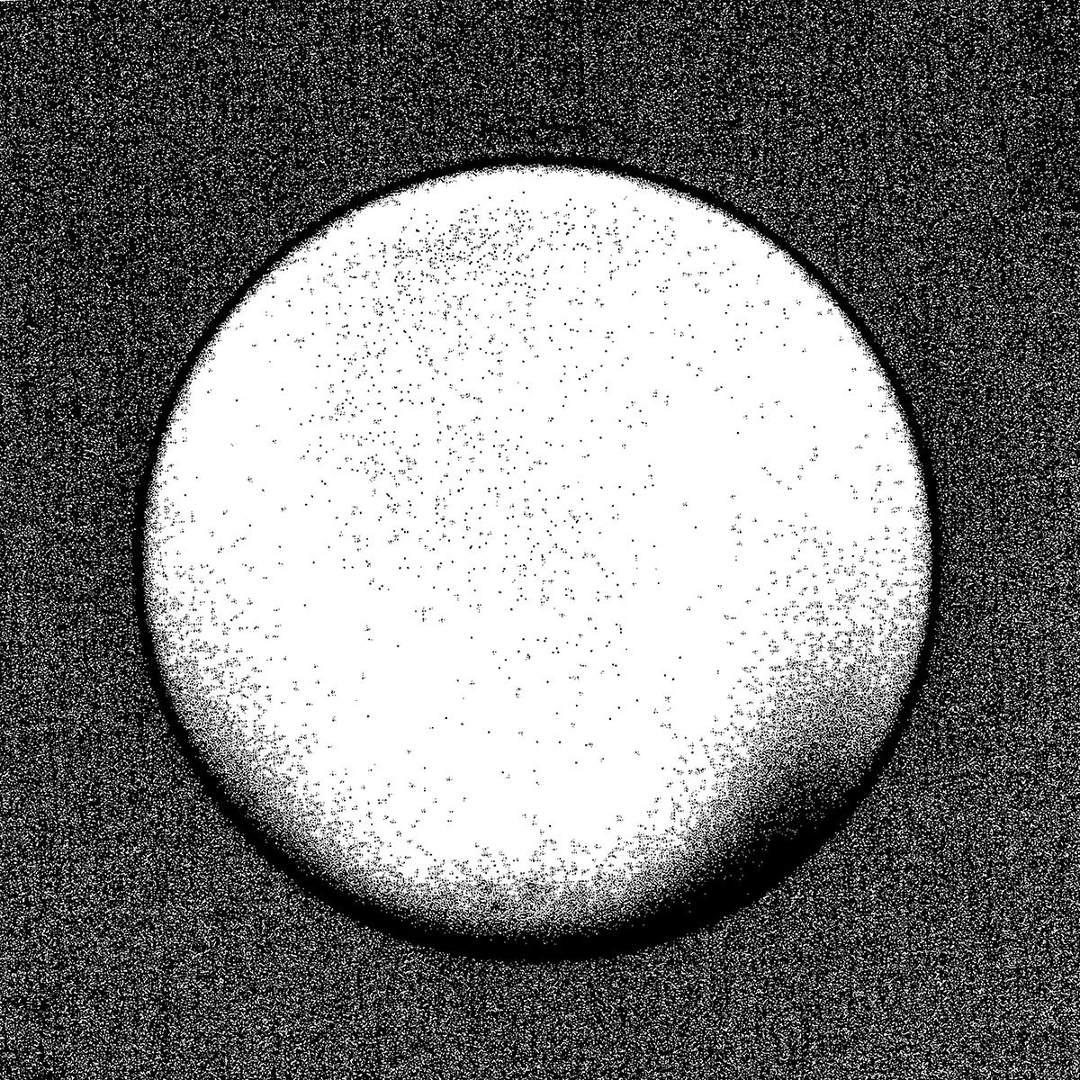 Untitled (Distorted Black and White Image of the Moon) by Tyler Chumney, 2023; photograph in UC DAAP Galleries' Reed Gallery Exhibit Long Exposure