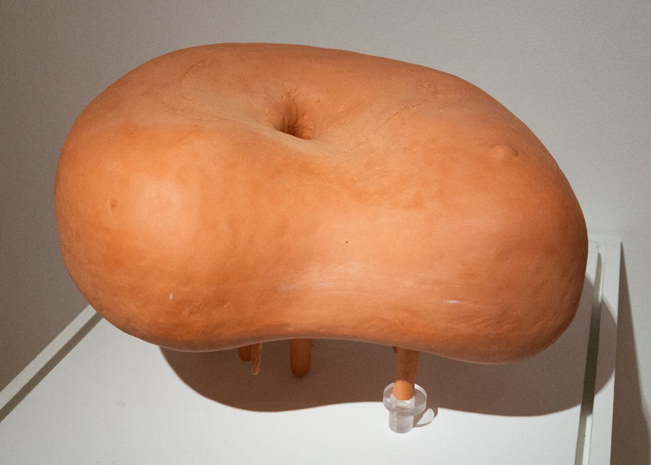 flesh-tone Porcelain, terra cotta, and plexiglass cushion