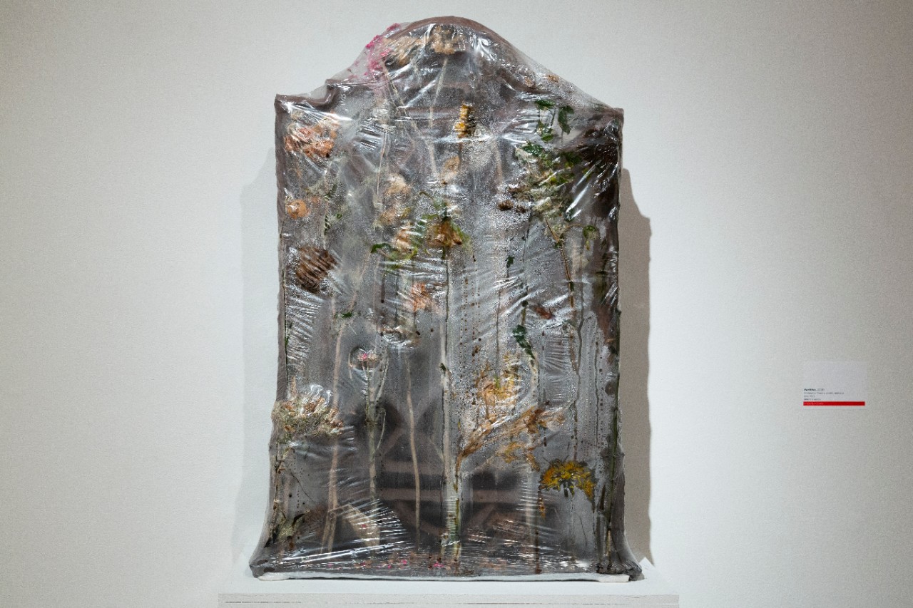 stoneware and plastic art installation