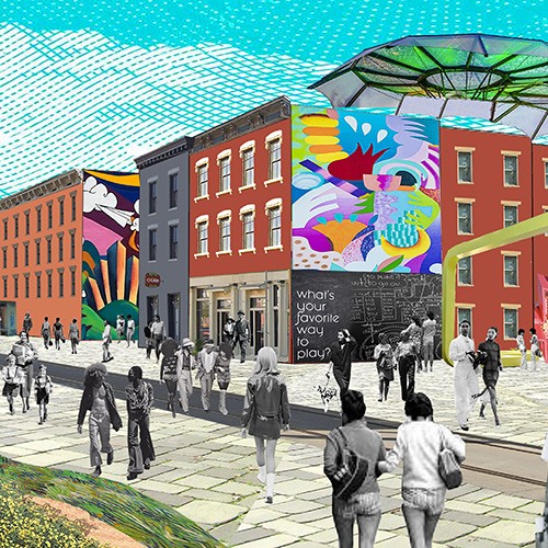 Findlay at Play rendering with pedestrians